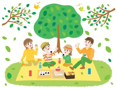 Ailenin piknik yaptığı bir resim..