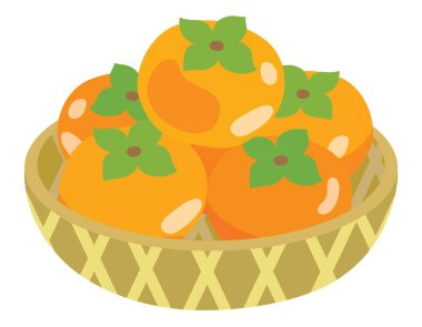 Bambu sepetindeki hurmaların resmi.