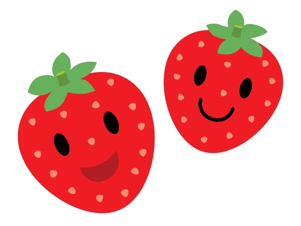 Character Two Cute Strawberries — 스톡 벡터