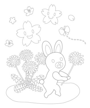 Taze tavşanı, kirazı ve karahindibayı boyamak için sıra.