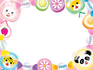 Şirin hayvan şekerlerinin çerçeve çizimi