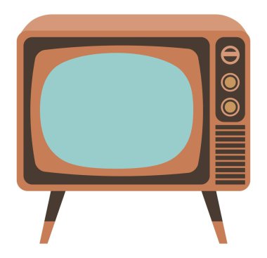 Retro televizyon beyaz arkaplanda izole edildi. Vektör çizimi. Düz biçim.