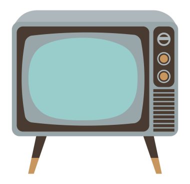 Retro televizyon beyaz arkaplanda izole edildi. Vektör çizimi. Düz biçim.