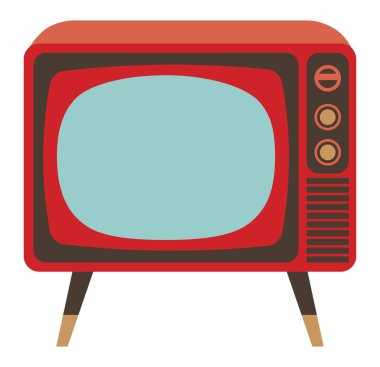 Retro televizyon beyaz arkaplanda izole edildi. Vektör çizimi. Düz biçim.