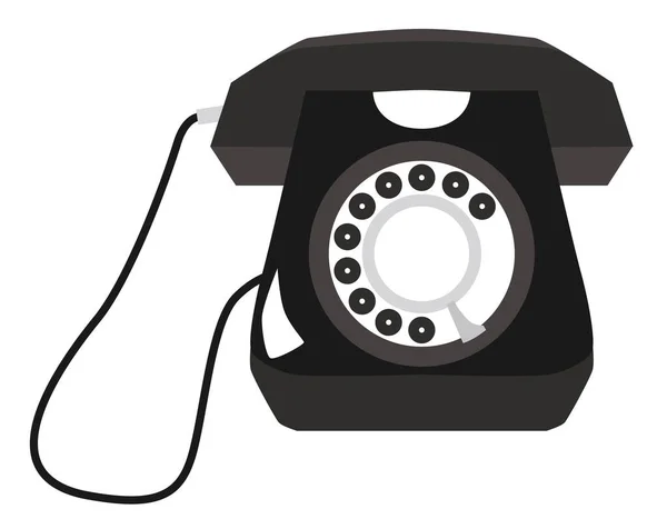 Téléphone Noir Rétro Isolé Sur Fond Blanc Design Plat Illustration — Image vectorielle