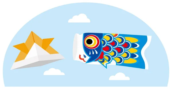 Çocuklar gününde gökyüzünde yüzen sazan balığı flaması..