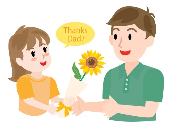 Father Child Sunflower Father Day — Stock Vector