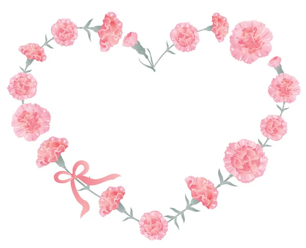 stock vector Heart frame background illustration of pink carnation for Mother's Day.