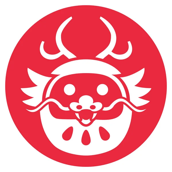 Ștampila Cauciuc Semnului Zodiacal Chinezesc Anului Dragonului Cerc Roșu Ilustrație — Vector de stoc