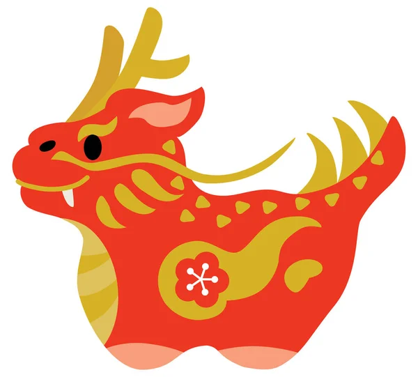 Orné Dragon Rouge Année Dragon Animaux Zodiaque Chinois Illustration Vectorielle — Image vectorielle