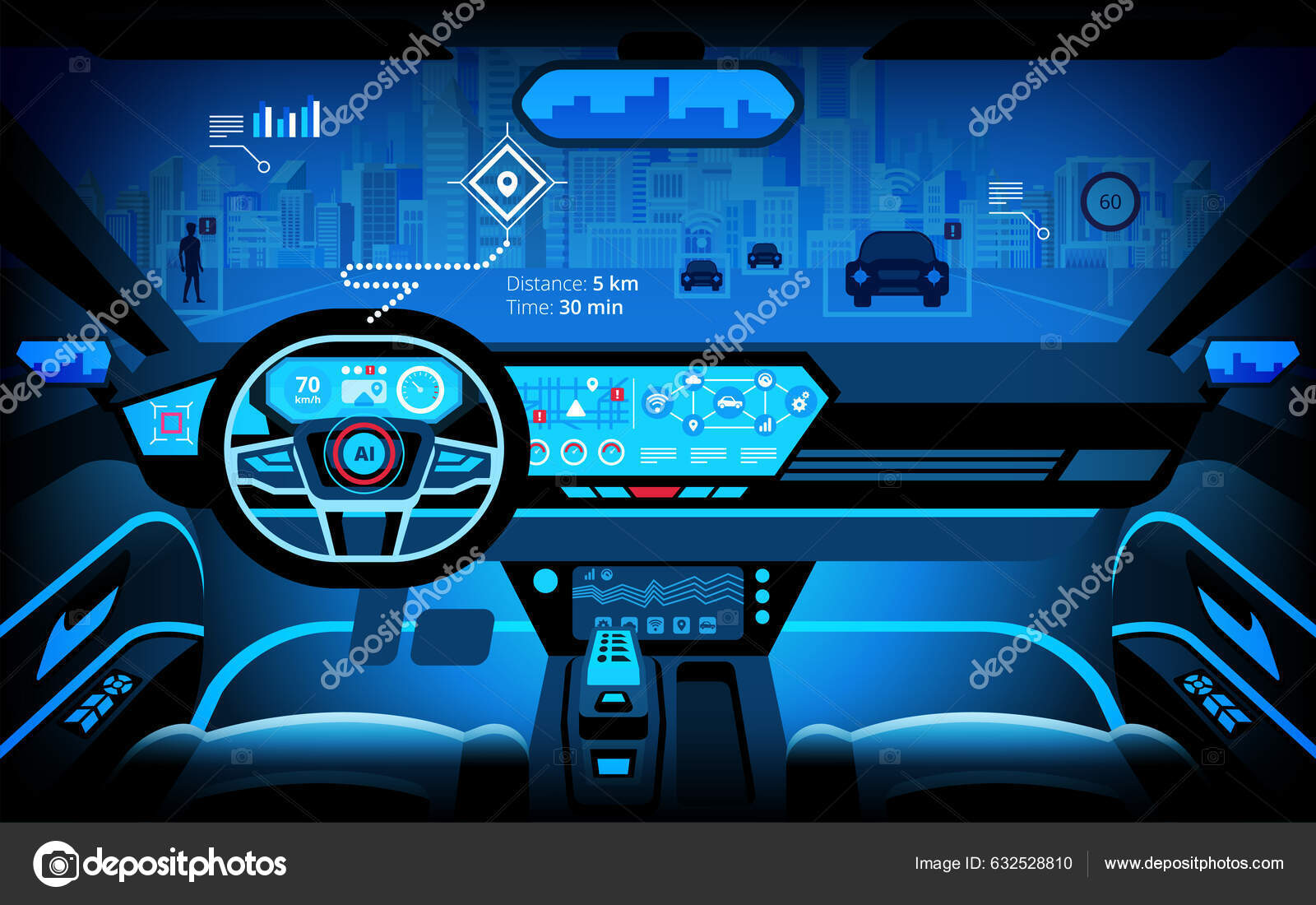 Automobile Cockpit Various Information Monitors Head Displays