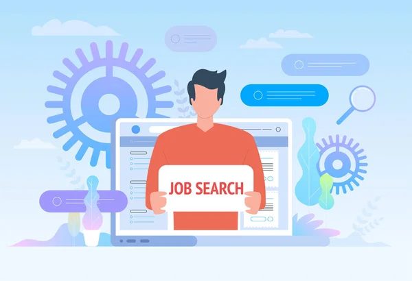 Poszukiwanie Pracy Pracownik Szuka Pracy Rekrutacja Grupa Robocza Freelance Projektowanie — Wektor stockowy