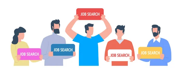 Poszukiwanie Pracy Pracownik Szuka Pracy Rekrutacja Grupa Robocza Freelance Projektowanie — Wektor stockowy