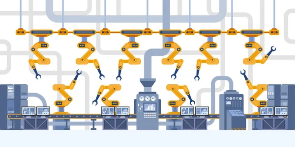 Industrial Interior Smart Factory Industry Vector Illustration — Stock Vector