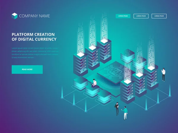 Criptomoeda Blockchain Criação Plataforma Moeda Digital Cabeçalho Para Website Negócios —  Vetores de Stock