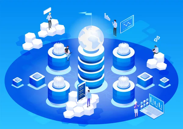 Abstraktes High Tech Konzept Datenspeicherung Web Cloud Technologie Geschäft Internet — Stockvektor