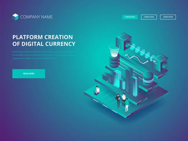 Kryptowährung Und Blockchain Plattformerstellung Digitaler Währung Header Für Website Wirtschaft — Stockvektor