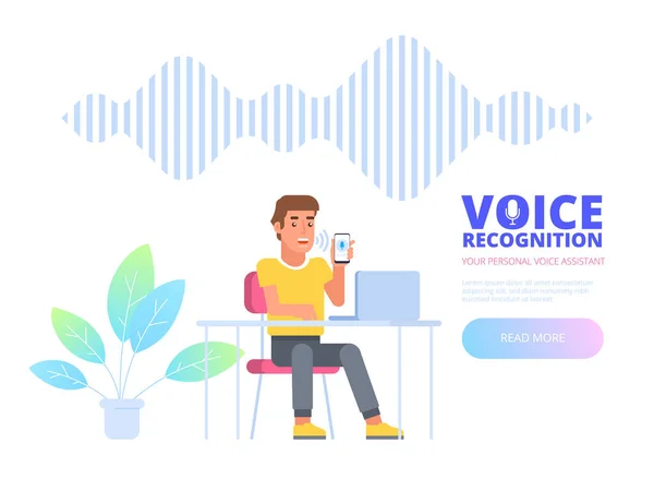 Розпізнавання Голосу Інтелектуальний Голосовий Персональний Асистент Розпізнавання Звукових Хвиль Концепції — стоковий вектор