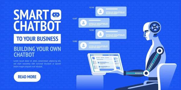 Koncepcja Biznesowa Chatbot Wektor Nowoczesny Banner Stronie Internetowej Karty Broszur — Wektor stockowy