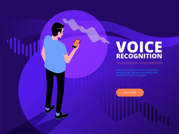 Розпізнавання Голосу Інтелектуальний Голосовий Персональний Асистент Розпізнавання Звукових Хвиль Концепції — стоковий вектор