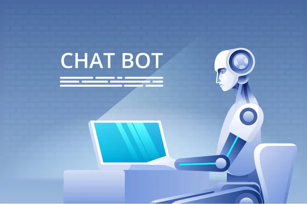チャットボットの概念 ウェブサイトやモバイルアプリケーション 人工知能の概念の仮想支援 ベクターイラスト — ストックベクタ