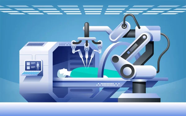 Tıp Alanında Robotlar Yenilikçi Tıp Robot Cerrahi Modern Tıp Teknolojileri — Stok Vektör