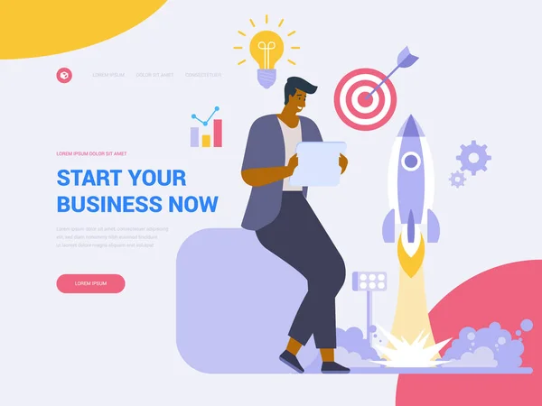 Starten Sie Ihre Business Landing Page Vektorvorlage Startup Lanciert Website — Stockvektor