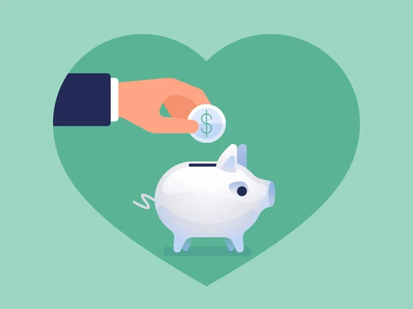 Gesundheitsfürsorge Und Medizinische Spenden Hand Legt Geld Das Sparschwein Konzept — Stockvektor