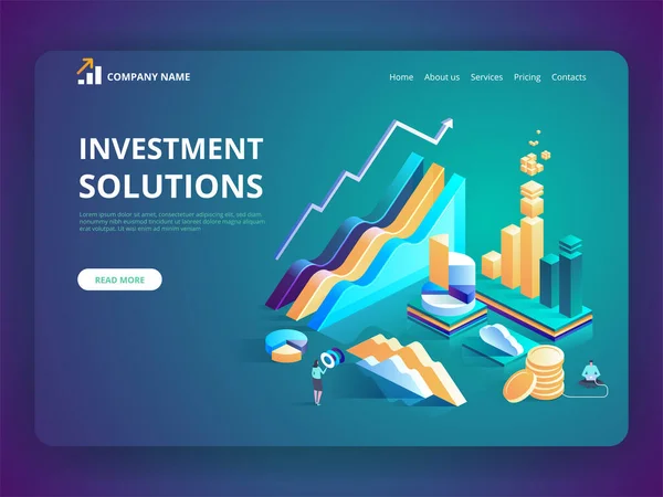 Befektetési Megoldások Bank Fejlesztés Közgazdasági Stratégia Kereskedelmi Megoldások Befektetések Elemzésére — Stock Vector
