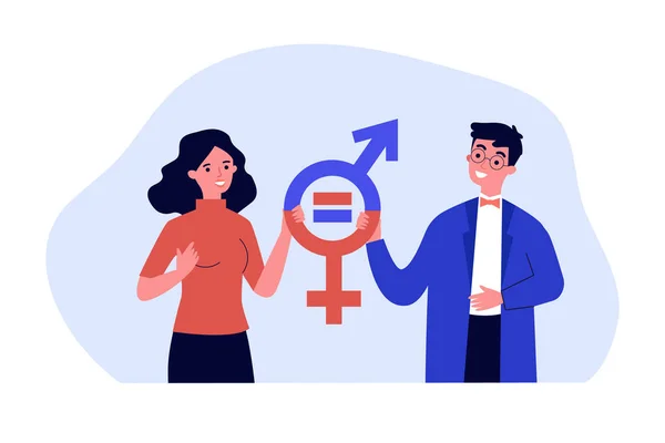 Ženy Muži Podnikatelé Rovnoprávnými Symboly Pohlaví Profesionální Parita Mezi Muži — Stockový vektor