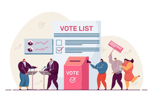 Political Debates Voting Balloting Citizens Flat Vector Illustration Holding Election — Stock Vector
