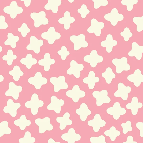 Fluffy White Stars Roze Achtergrond Patroon Vector Illustratie Mooi Eenvoudig — Stockvector