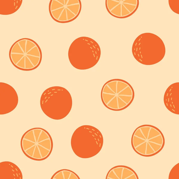 Оранжевий Основоположний Зразок Вектора Свіжий Помаранчевий Фрукт Повторюється Вінтаж Стиль — стоковий вектор