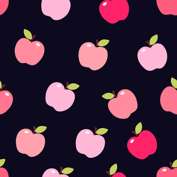 Милий Рожевий Яблучний Візерунок Фрукти Векторні Ілюстрації Вінтажний Ретро Стиль — стоковий вектор
