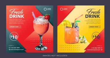 healthy fresh juice drink banner for social media post template