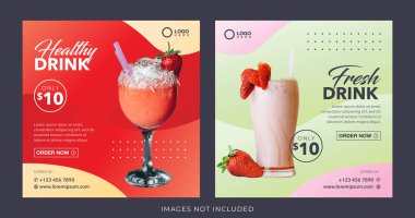 healthy fresh juice drink banner for social media post template