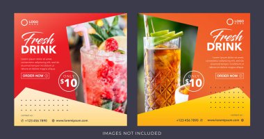 healthy fresh juice drink banner for social media post template