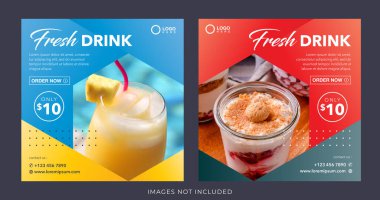 healthy fresh juice drink banner for social media post template