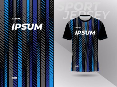 Futbol, futbol, yarış, oyun, motokros, bisiklet ve koşu için mavi siyah tişört spor modeli tasarımı