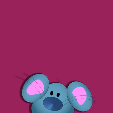 Dull Pink Wallpaper with blue Teddy/ mouse
