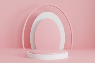 Sevgililer Günü pembe arka planı, ürün sergisi ve Ellipse şeklinde. 3d oluşturma.