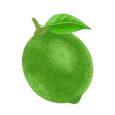 Yeşil limon çizimi, renkli resim.