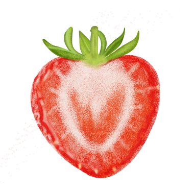 Çilekli taze meyve çizimi, renkli resim..