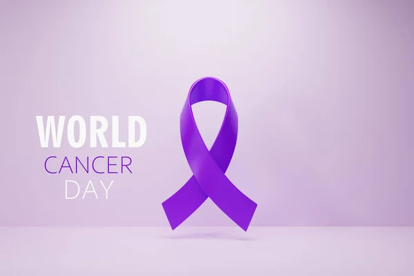world cancer day concept with bow 3d rendering.