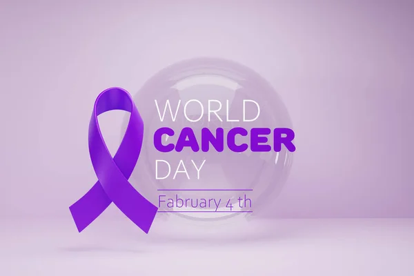 world cancer day concept with bow 3d rendering.