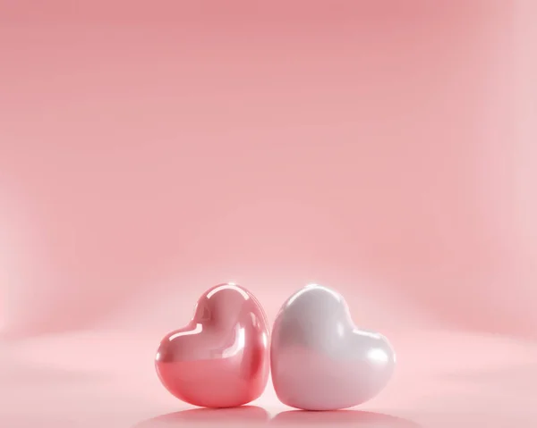 Візуалізація Рожево Біла Серцева Куля Фоні Рожевого Кольору Дизайн Дизайну — стокове фото