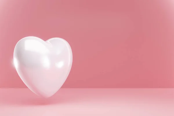 Рендеринг Красный Шарик Сердца Подарочная Коробка Розовом Фоне Дизайн Дню — стоковое фото