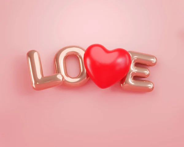 Візуалізація Літера Червоне Серце Фоні Рожевого Кольору Дизайну Валентинки — стокове фото