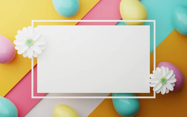 Wielkanoc Kolorowe Ozdobione Jaja Kolorowym Tle Minimalna Koncepcja Wielkanocy Szczęśliwej — Zdjęcie stockowe