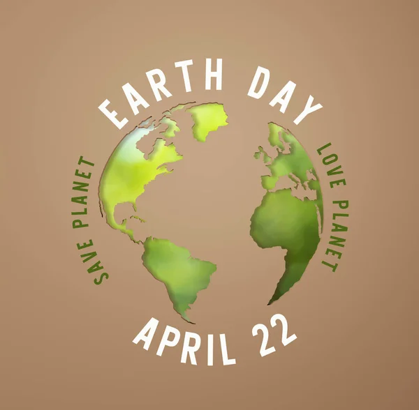 Görüntüleme Kahverengi Arka Planda Dünya Ikonu Eko Kağıt Kesiği Dünya — Stok fotoğraf
